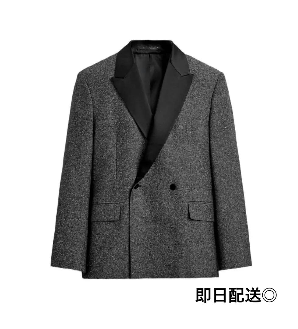 【最終値下げ】ZARA コントラストテクスチャーダブルブレストブレザー 52