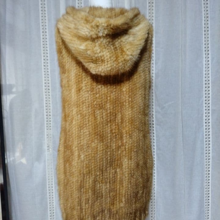リアルミンクフ-ド付きベスト 美品