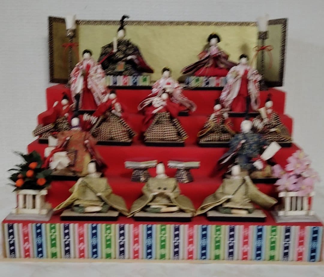 「職人技 」和紙製 雛人形　五段飾り　千代紙　コンパクト　雛飾り ひな祭り