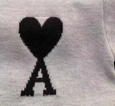 ✨Amiparis グレー ハート刺繍セーター L