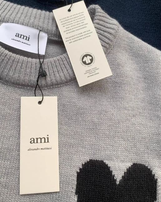 ✨Amiparis グレー ハート刺繍セーター L