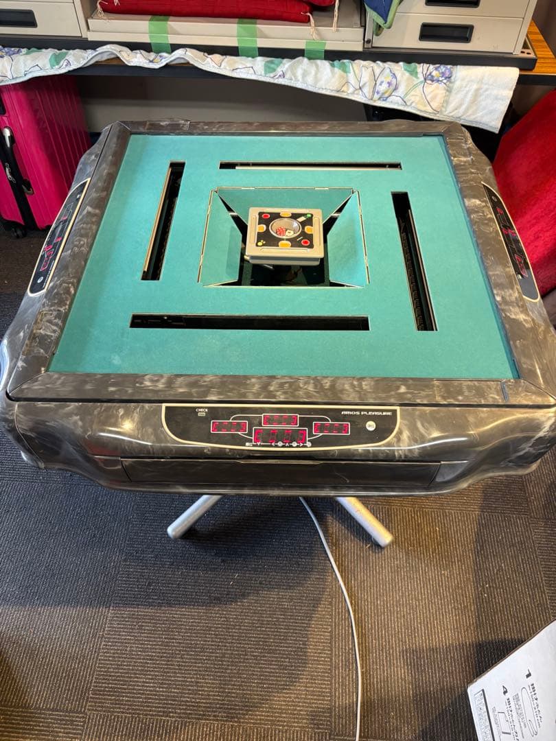 【101010】電動麻雀卓 大型 黒/青