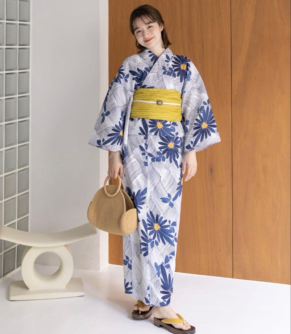 【ZOZO売切れ商品＊セール中】浴衣館グレース　こだわり浴衣5点セット　青・秋桜