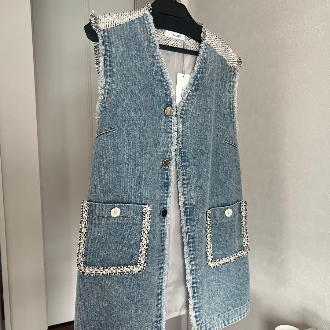 新品　RADIATE ツイードドッキングデニムベスト