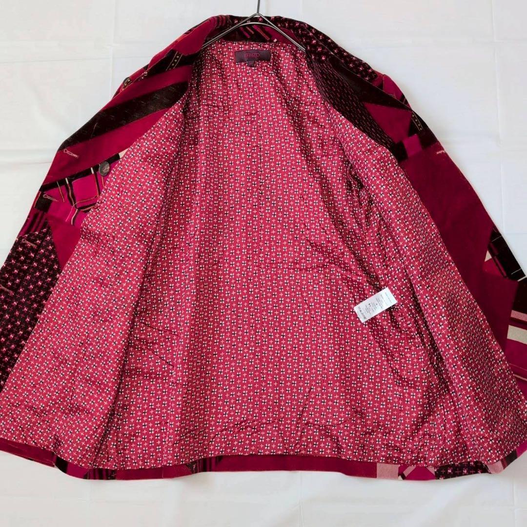 【極美品】ケンゾー ベルベット ジャケット M パッチワーク調 派手 個性的