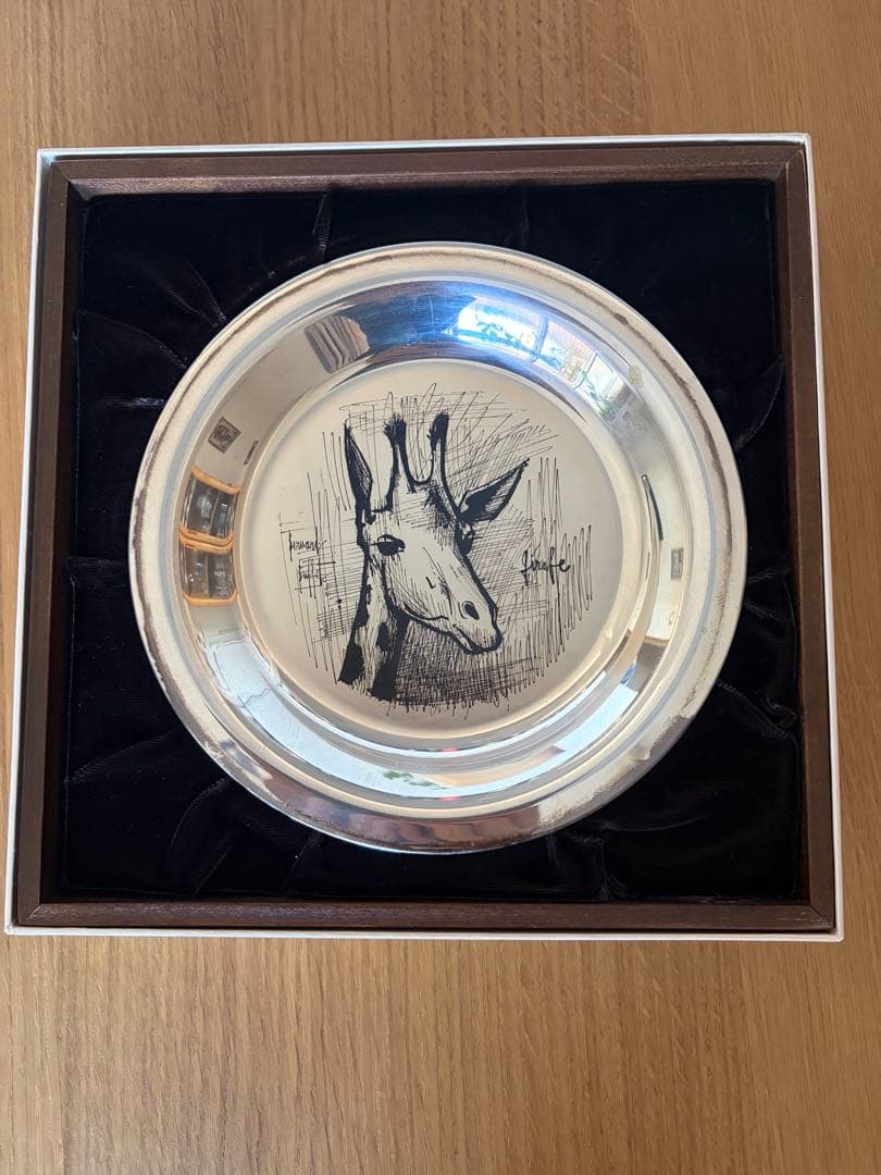 ベルナール・ビュッフェ 銀製 飾り皿 キリン