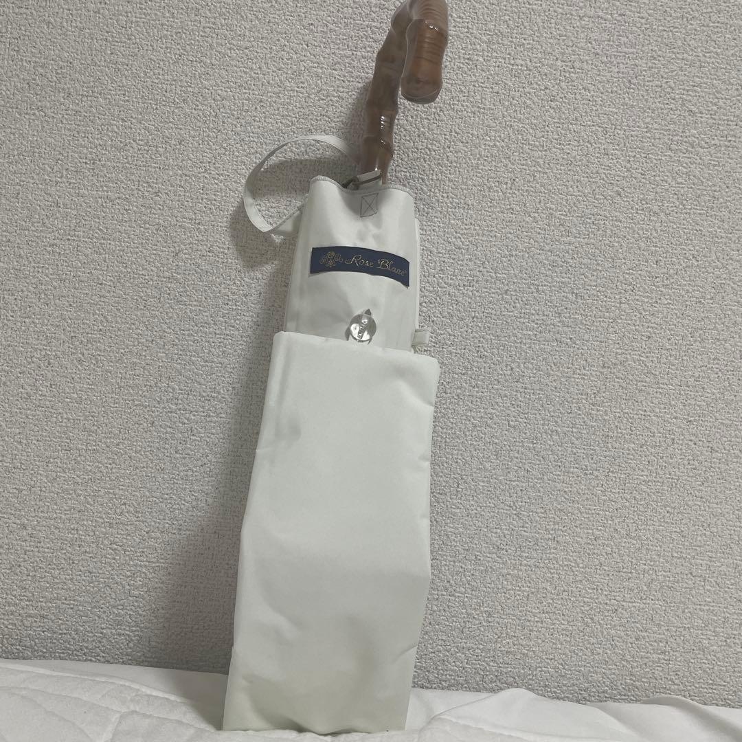 芦屋ロサブラン 日傘 2段折り プレーン アイボリー(シルバー) 曲がり手元