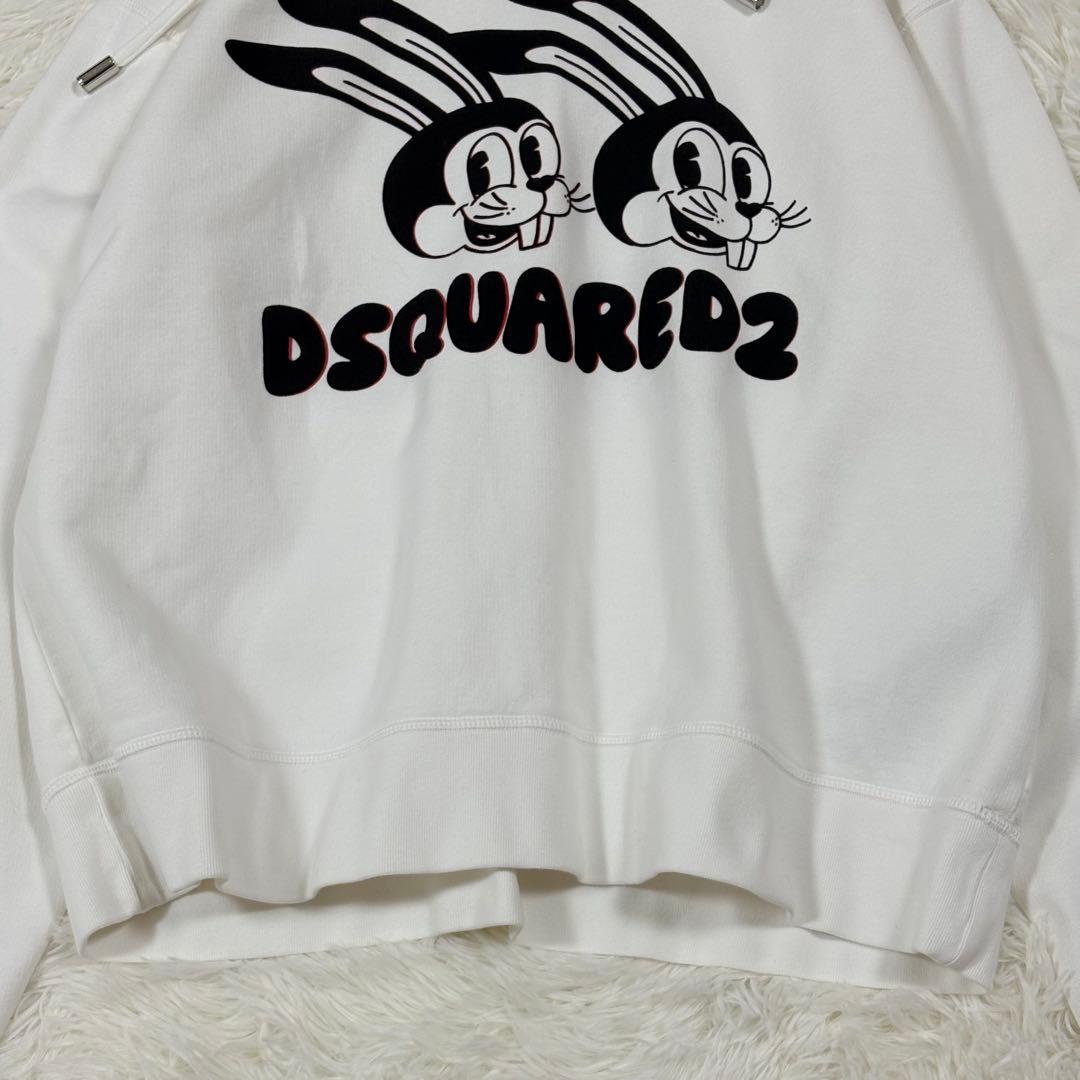 美品✨DSQUARED2 バニーロゴ プルオーバーパーカー 白 M