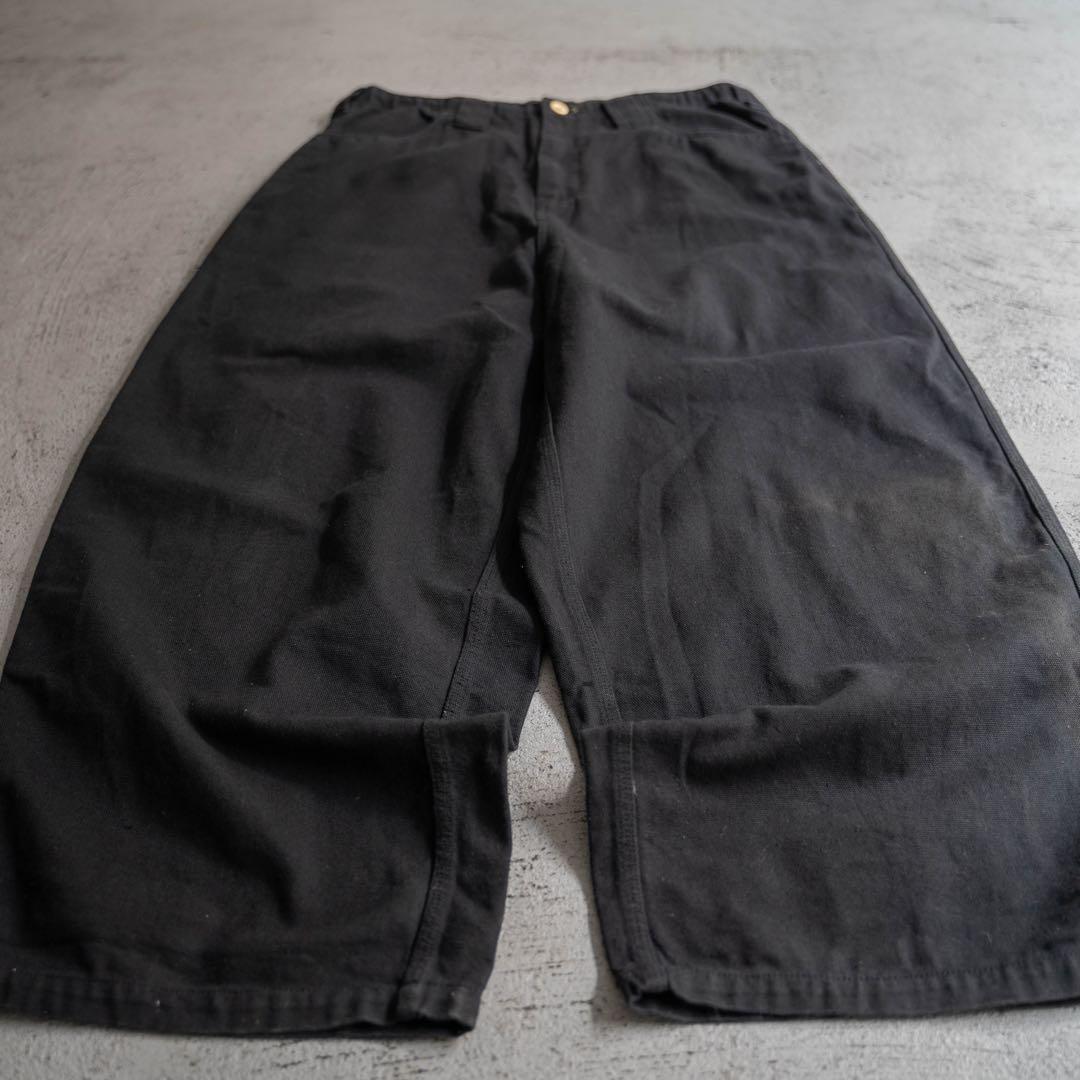00s old ブラック コットン バギーワイド ワークパンツ レイヴパンツ