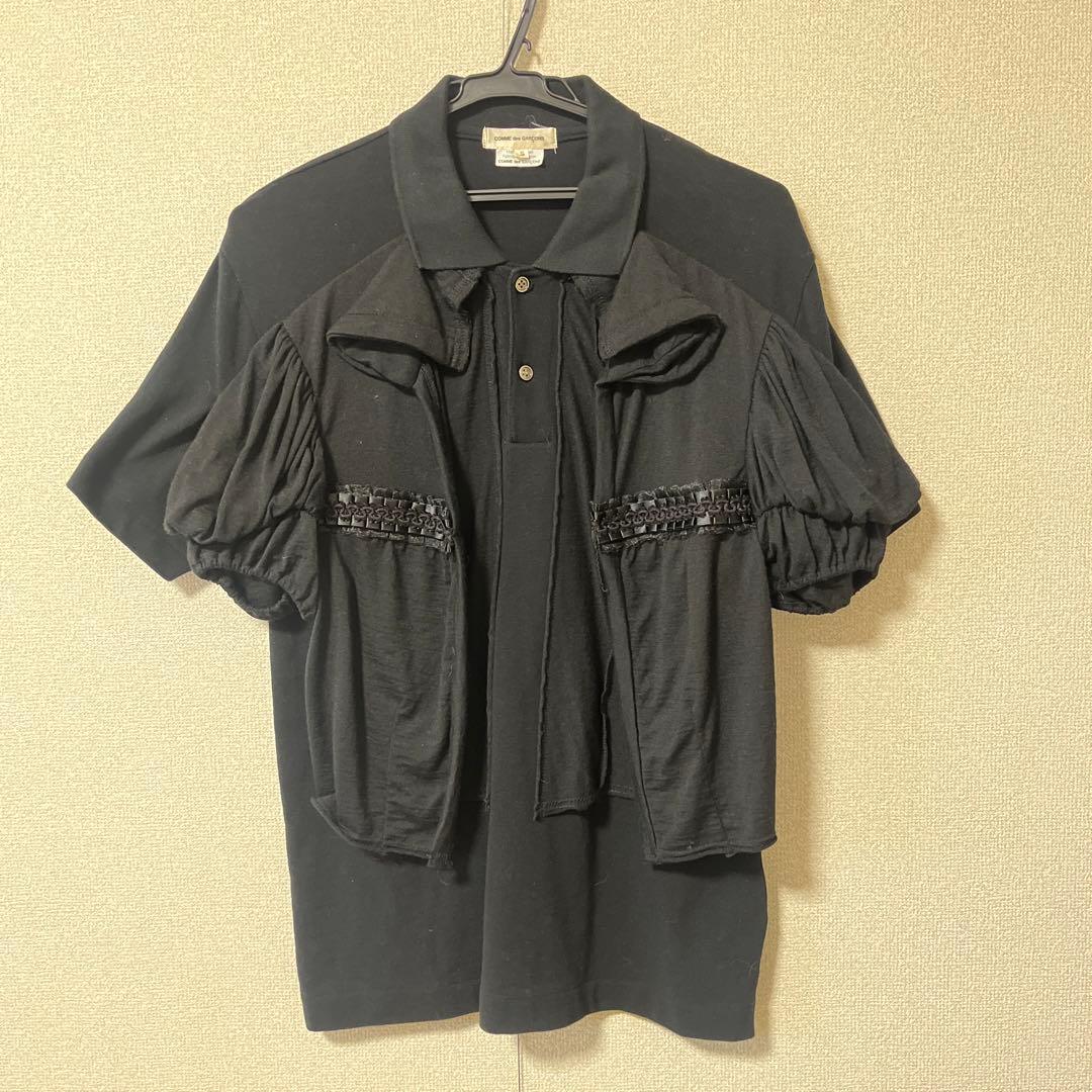 COMME des GARÇONS ブラックドッキングポロシャツ S