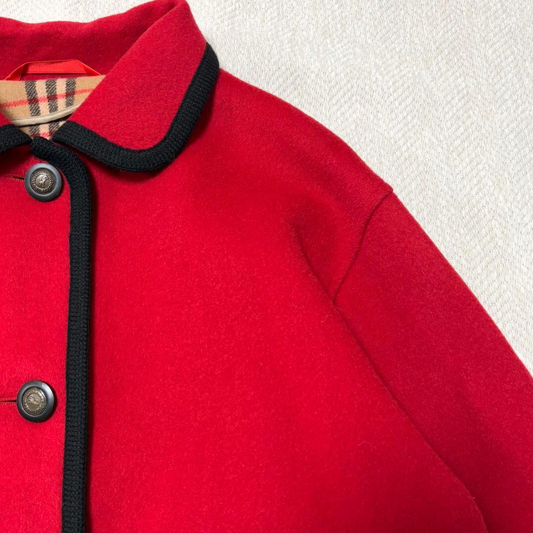 専用　BURBERRY バーバリー カシミヤ ウール ノバチェック コート 赤