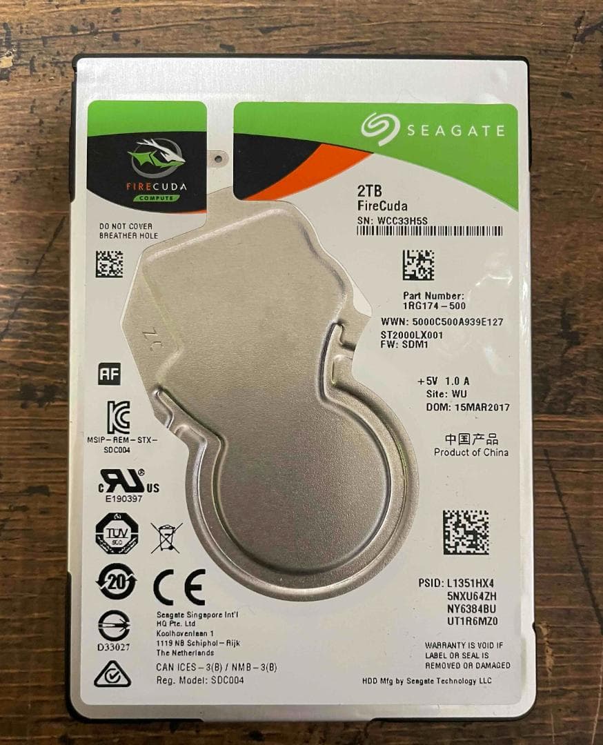 使用時間3024h Seagate 2.5インチSSHD 希少2TB 厚さ7mm