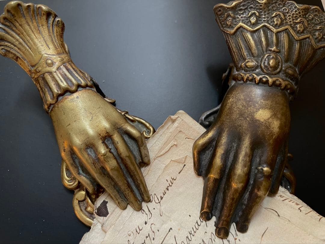 フランス　アンティーク　ハンドクリップ　貴婦人の手クリップ　淑女の手クリップ　大