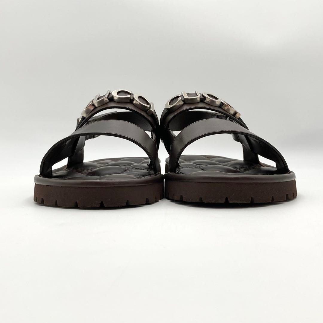 Sony Croket✨GUCCI サンダル シューズ 茶 メタルロゴ 9