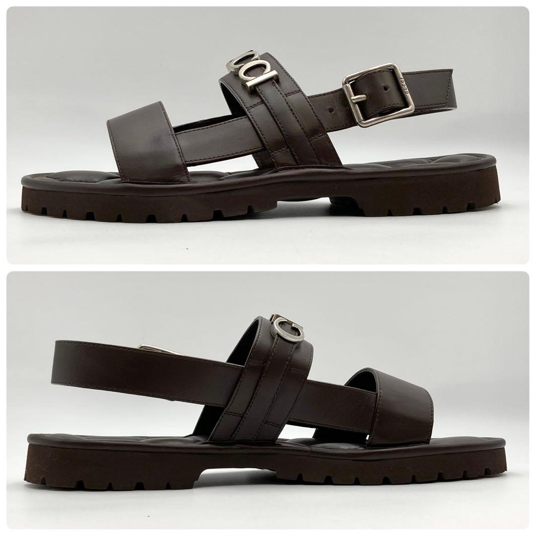 Sony Croket✨GUCCI サンダル シューズ 茶 メタルロゴ 9