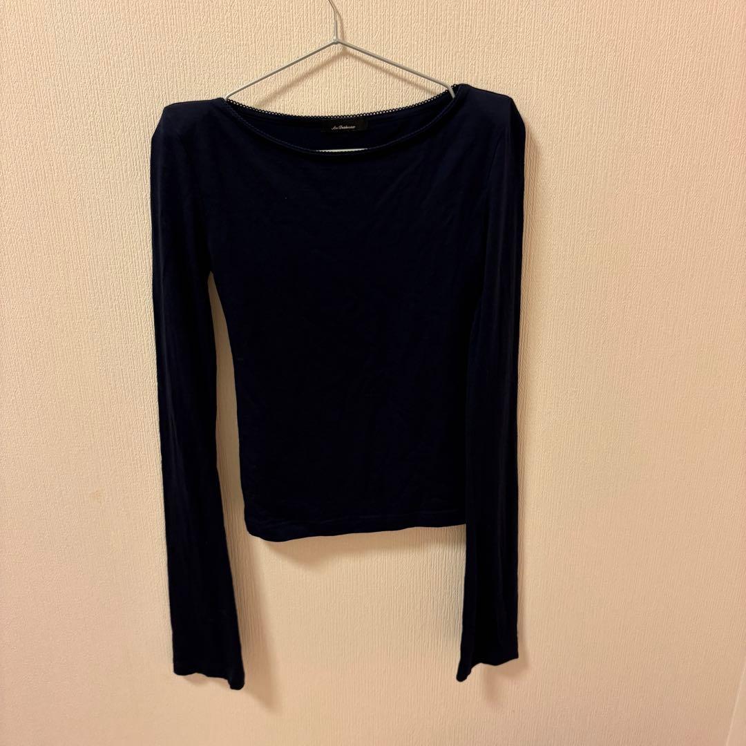 ans dotsloevner アンス　tシャツ ロンT パワーショルダー　紺