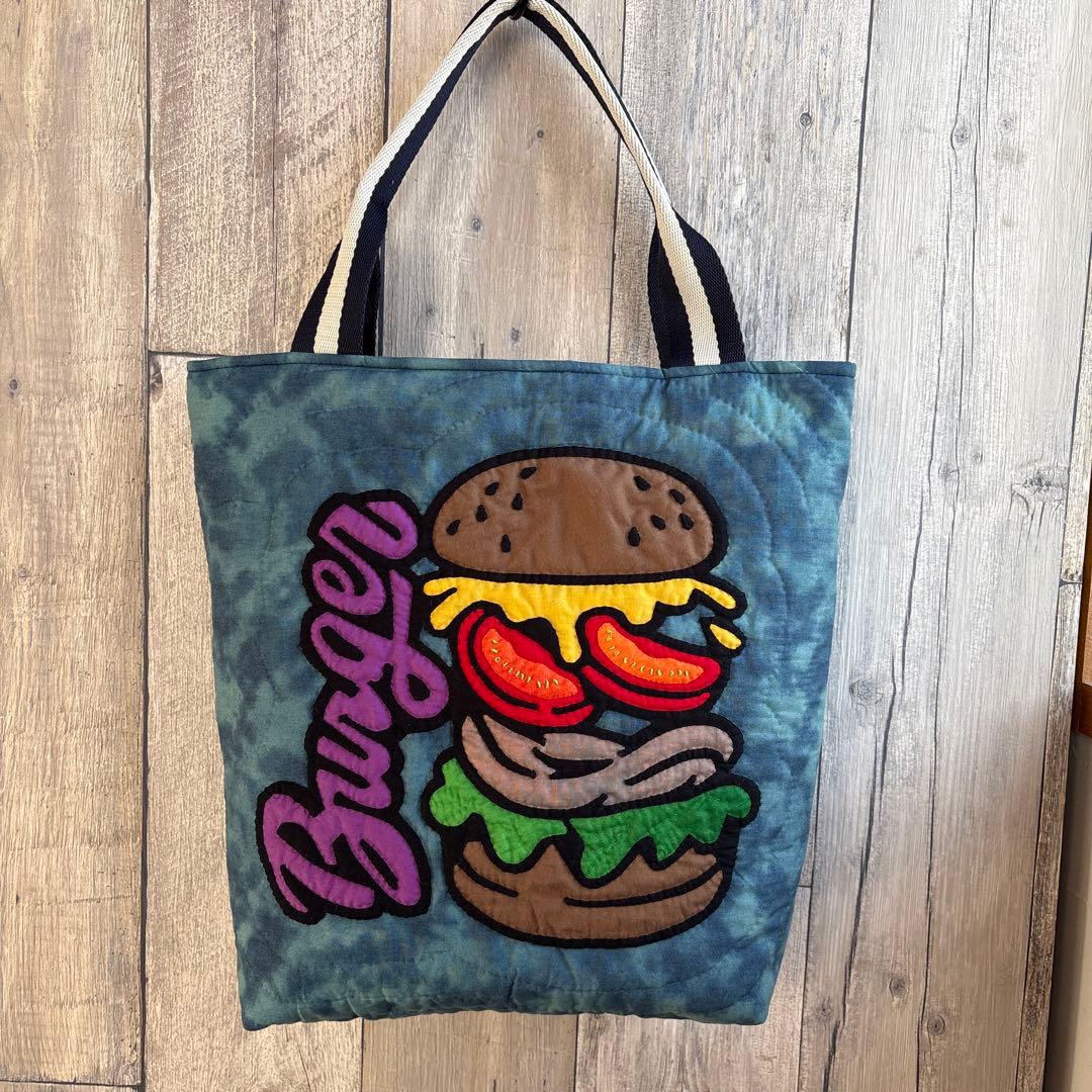 ハワイアンキルト⭐︎ハンバーガーと波ハンドメイドバック⭐︎