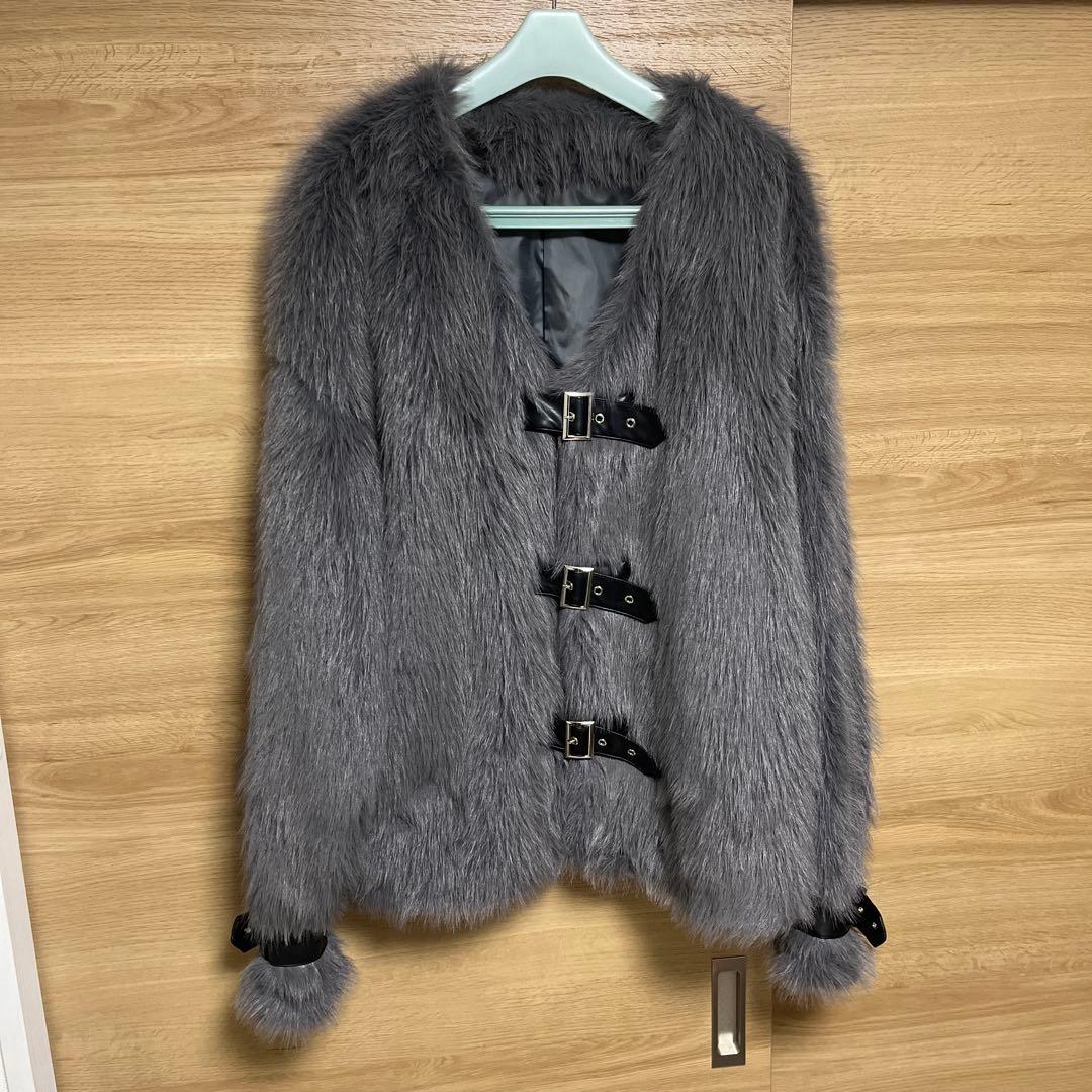 ジャケット・アウター fur belt outer gray