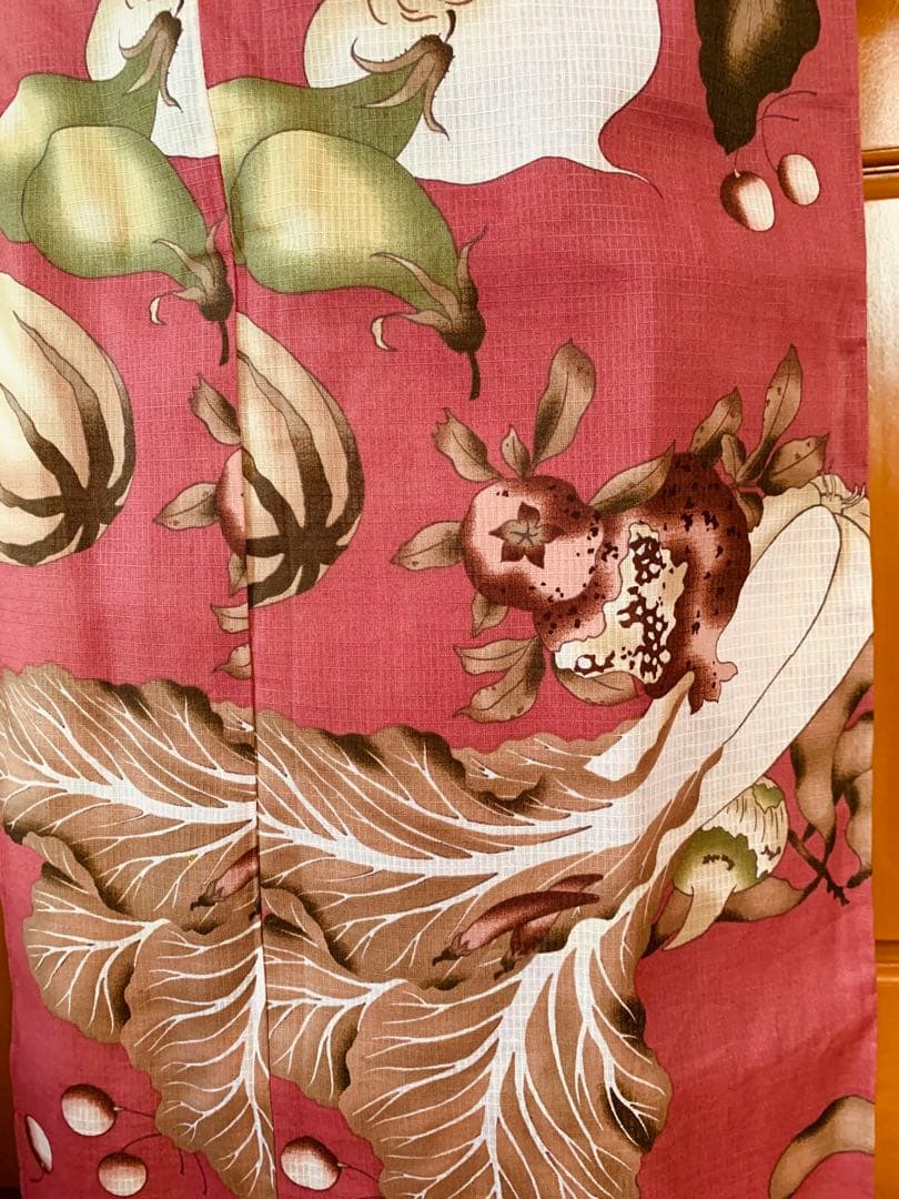 京都きもの町　浅蘇芳色野菜の浴衣と源氏物語のリバーシブル半幅帯と兵児帯と帯締め