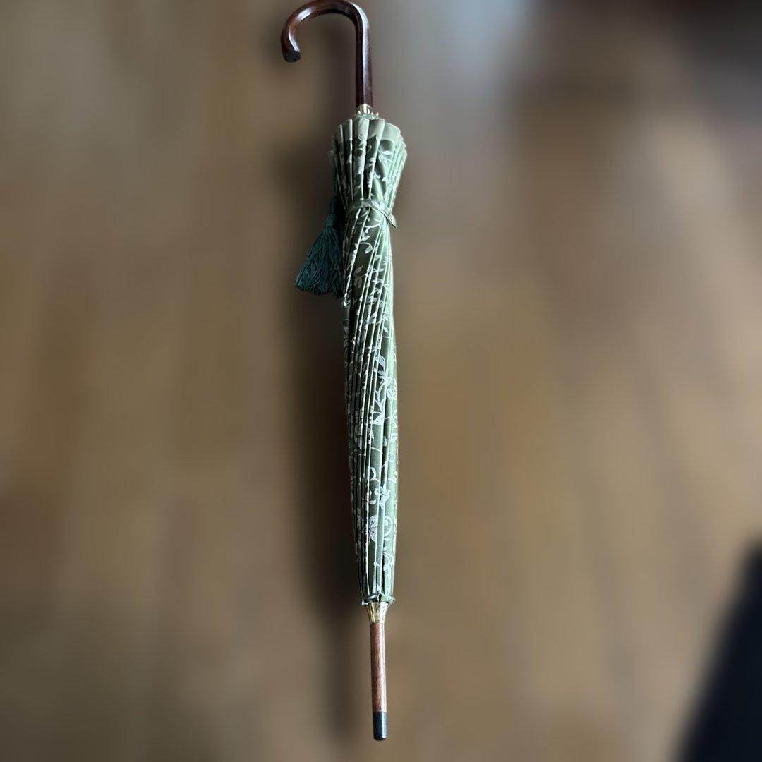 お値下げ　前原光榮商店オリーブグリーン 花柄 長傘