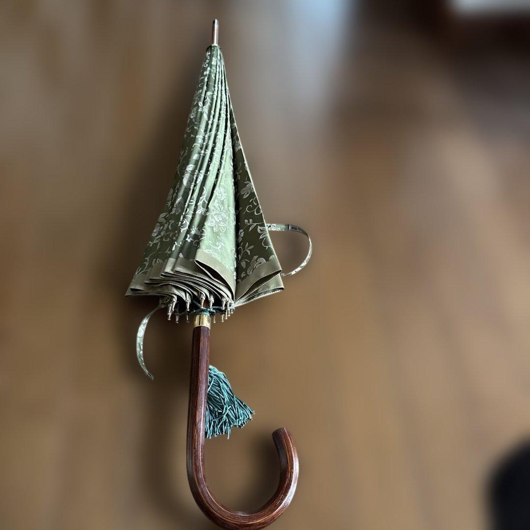 お値下げ　前原光榮商店オリーブグリーン 花柄 長傘