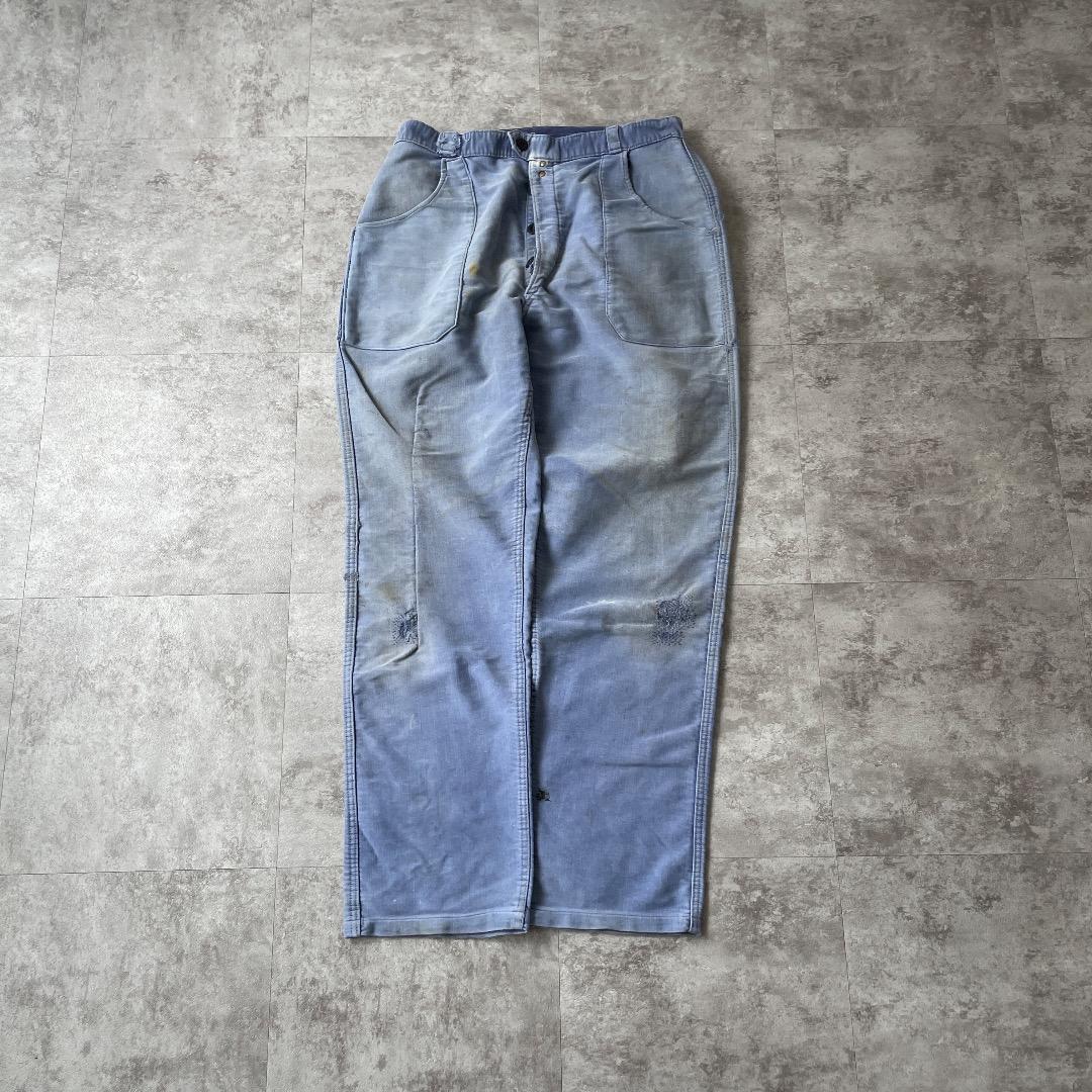 50-60s LE CROiSiC フレンチワークパンツ モールスキン ブルー