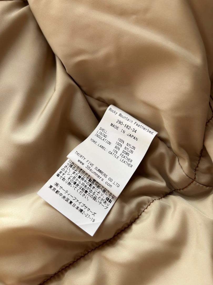 RockyMountainFeatherbedダウンベスト 36レザーヨーク美品