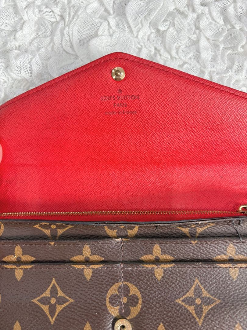 Louis Vuitton モノグラム長財布　ブラウン×レッド