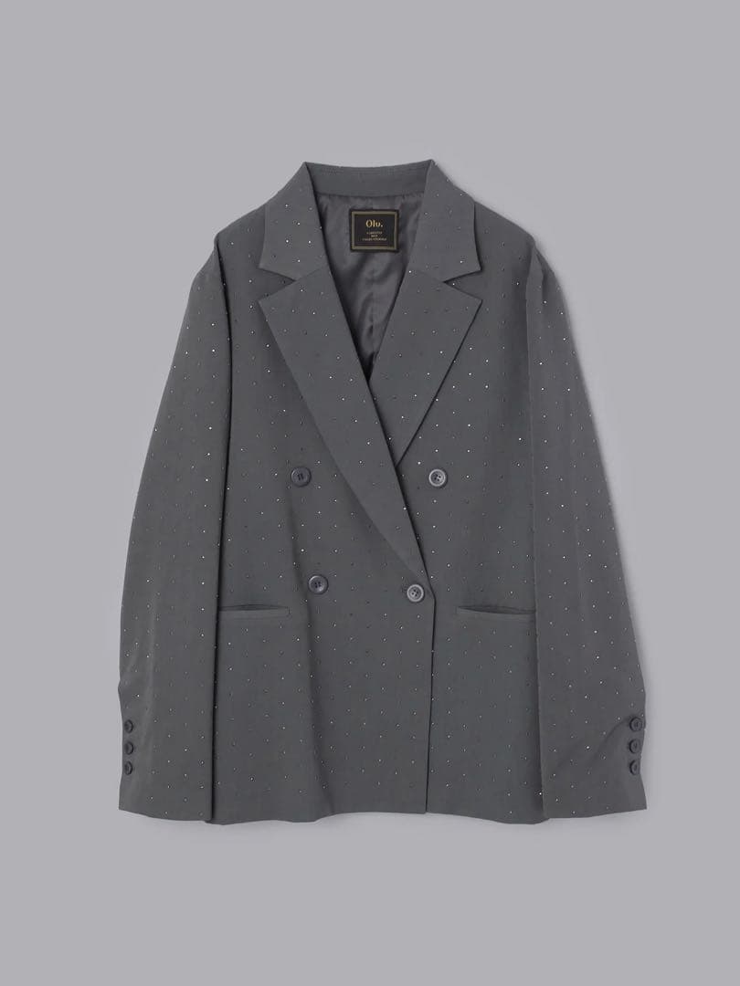 【試着のみ】ラインストーンジャケット / グレー 【Olu.】