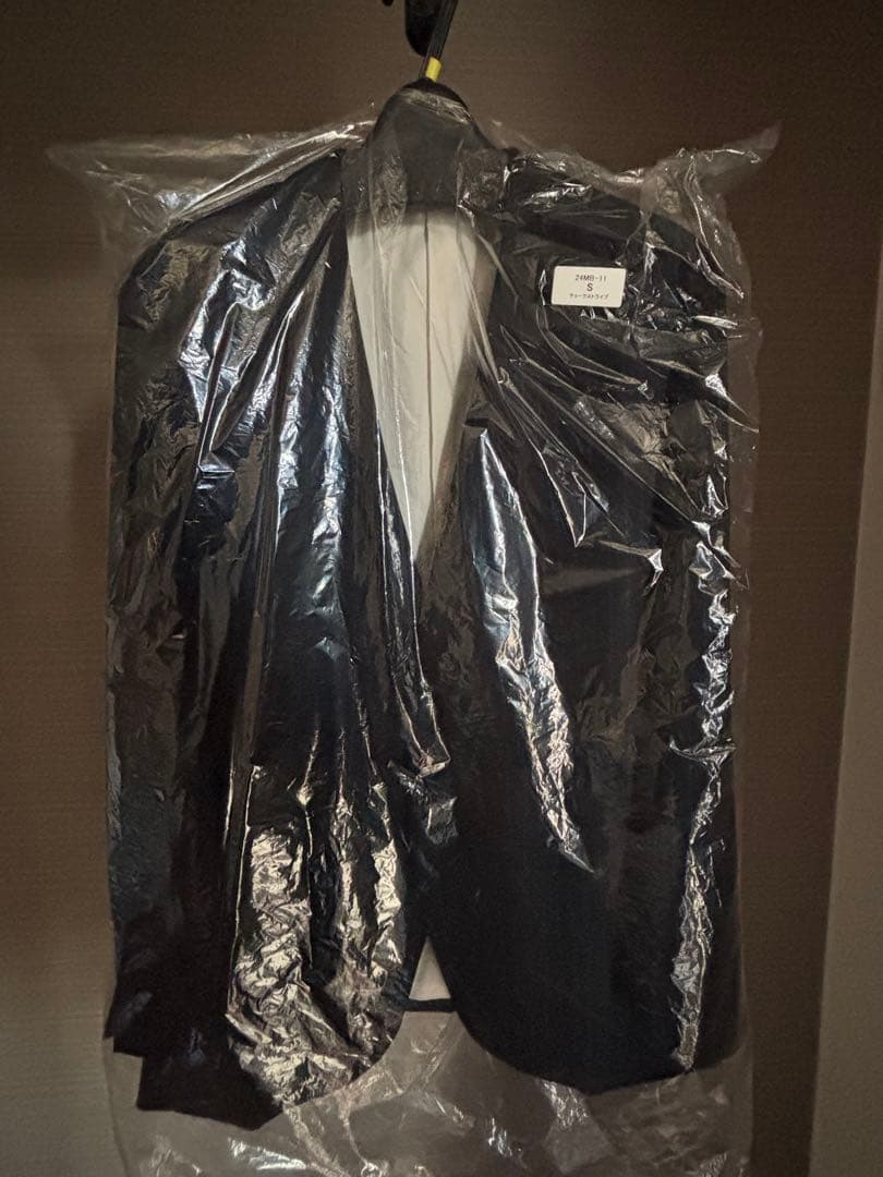 MBハイエンド尾州ウール クラシックノーカラージャケット　チョークストライプ　S