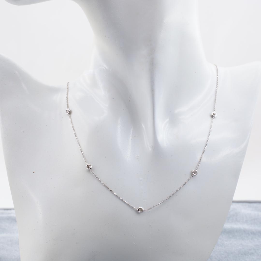 ダイヤ 0.16ct ステーション 5P ネックレス K18WG