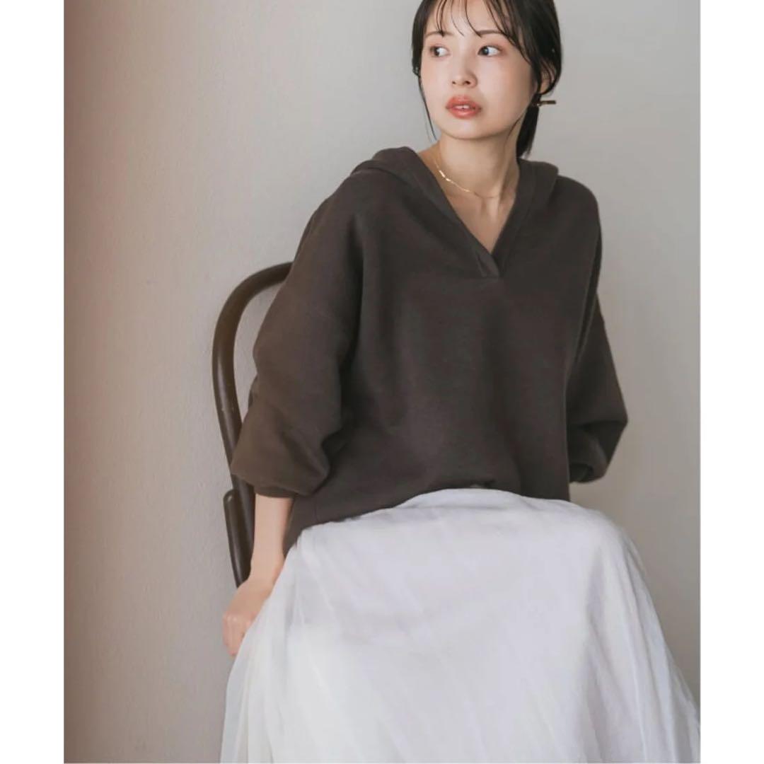 noble 接結タック編みフードプルオーバー