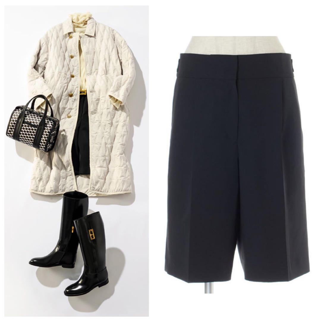 loin. ロワン 雑誌掲載 ミドルタックパンツ 洗える ブラック