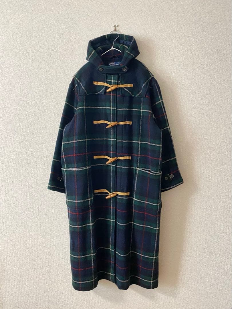 ラルフローレン メンズ ダッフルコート チェック M ヴィンテージ ロング