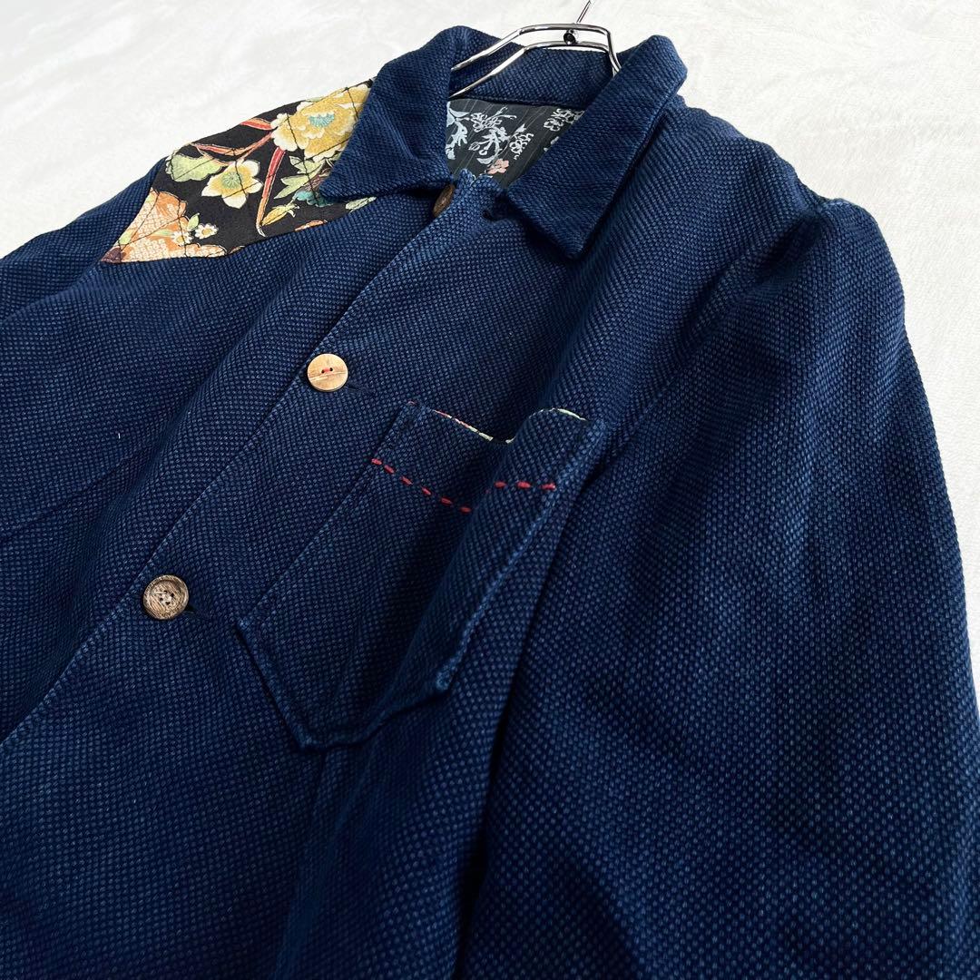 ポケまるこBLUE TRICK カバーオール ジャケット 濃紺 刺し子