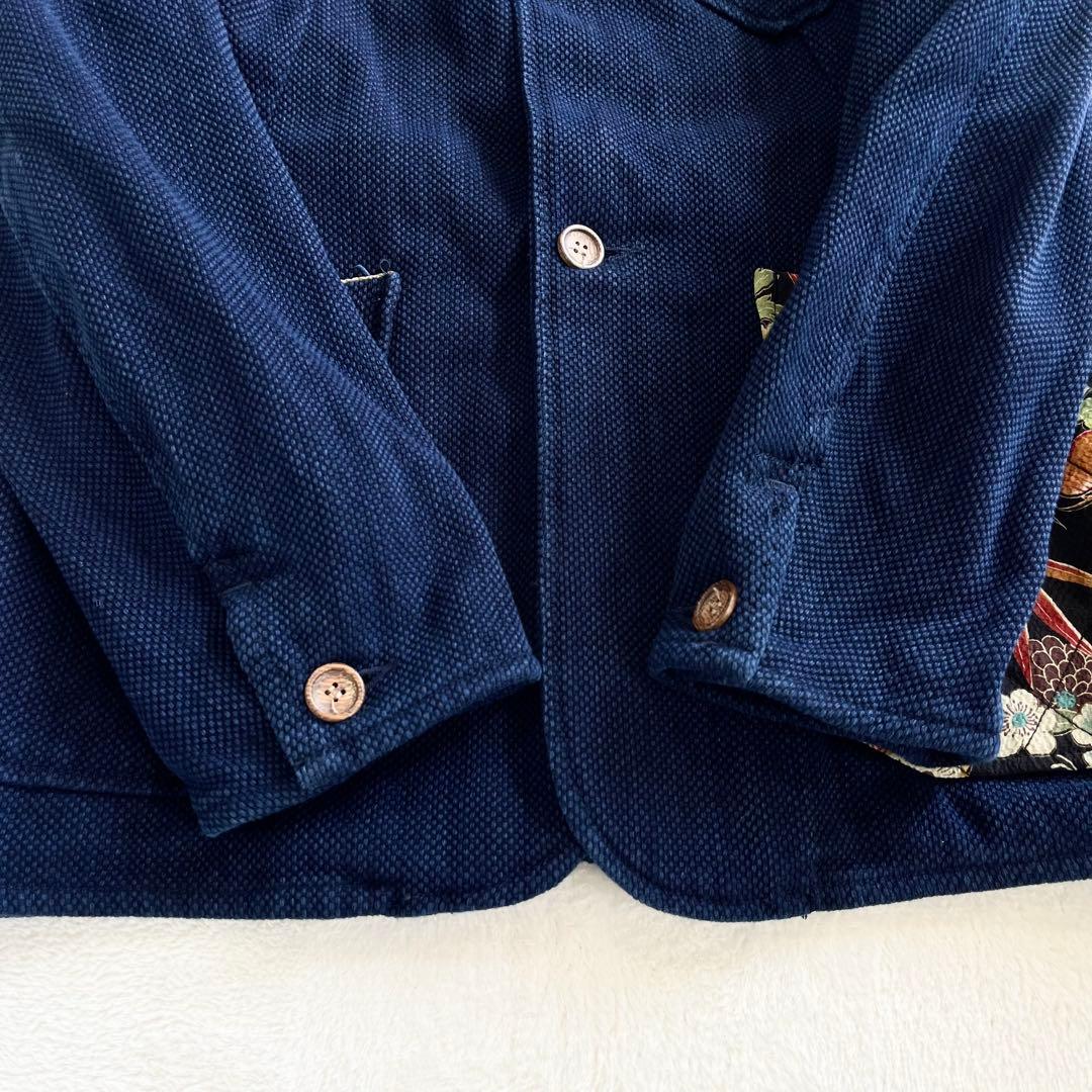 ポケまるこBLUE TRICK カバーオール ジャケット 濃紺 刺し子