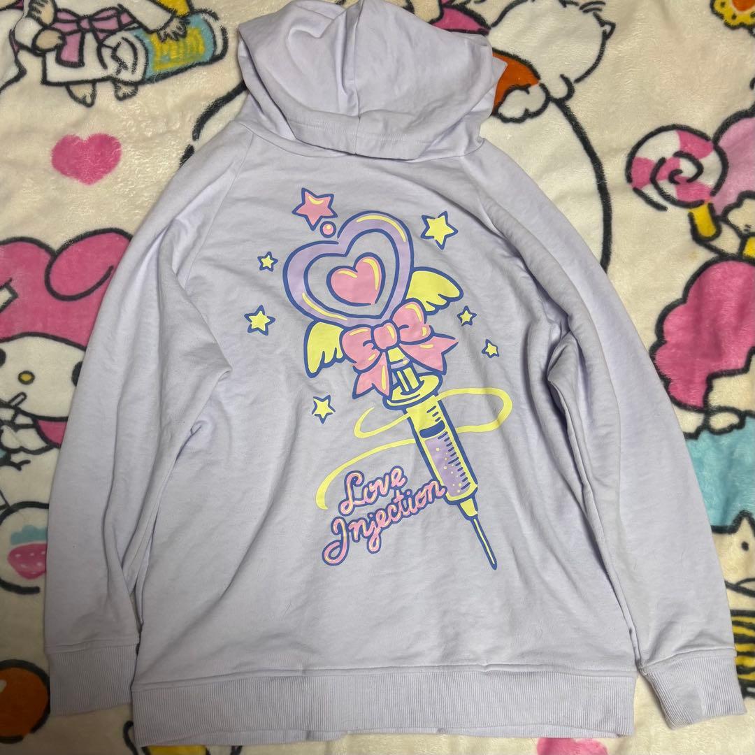 LISTEN FLAVOR　パーカー　注射　紫　ラベンダー　ゆめかわ　原宿