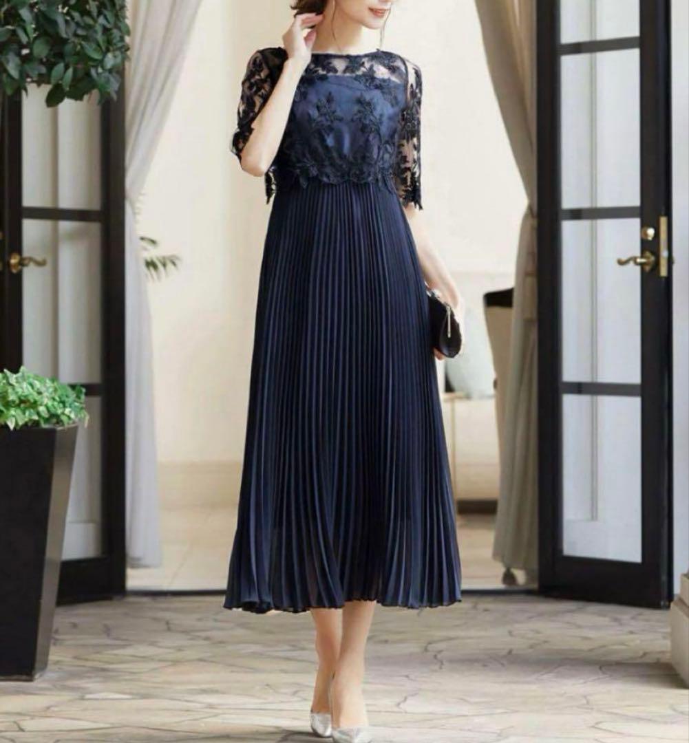 Dorry Doll♡オリジナル模様柄刺繍レース使い プリーツ加工 ロング丈