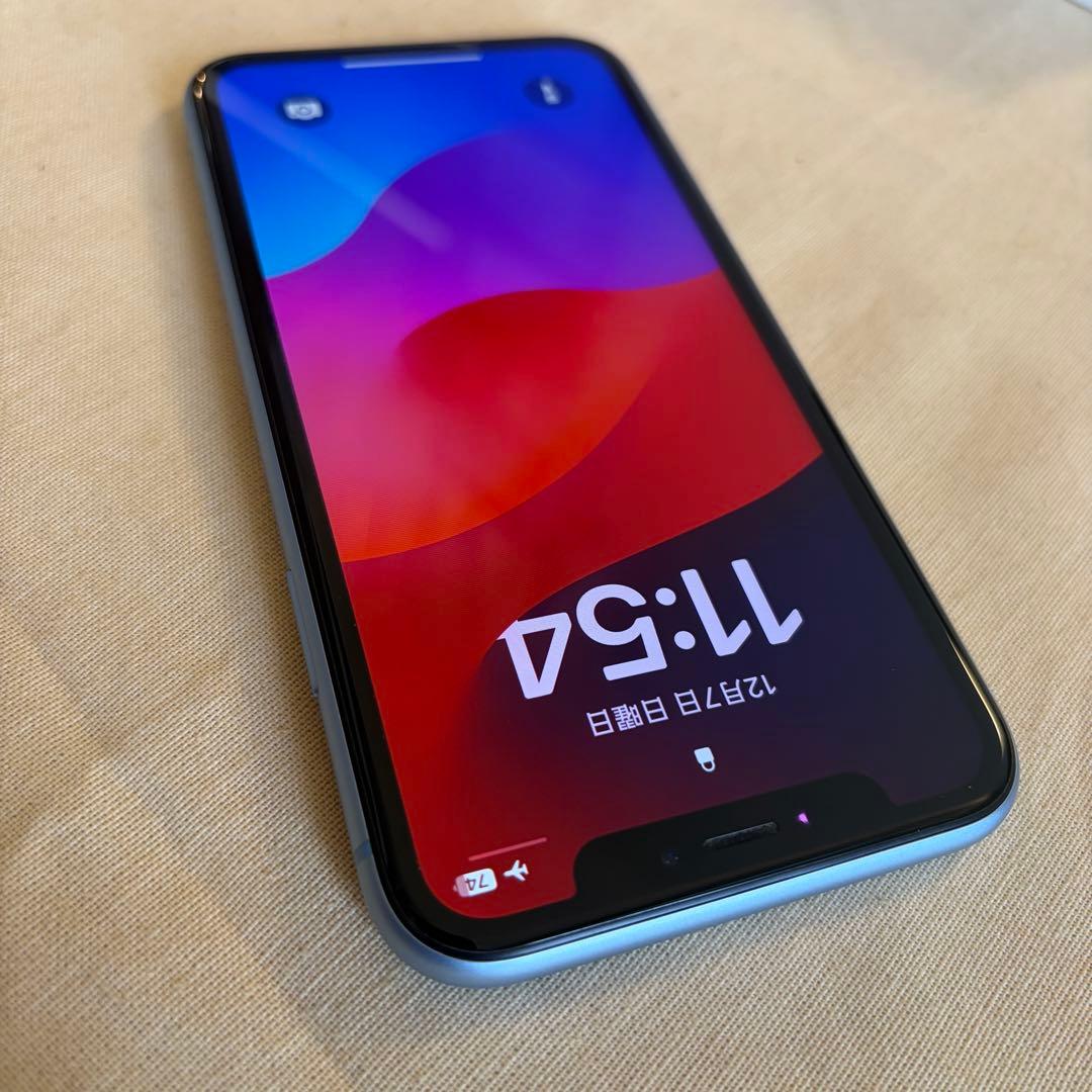 【美品】iPhone XR 128GBブルー SIMフリー 箱・保護ガラス付き