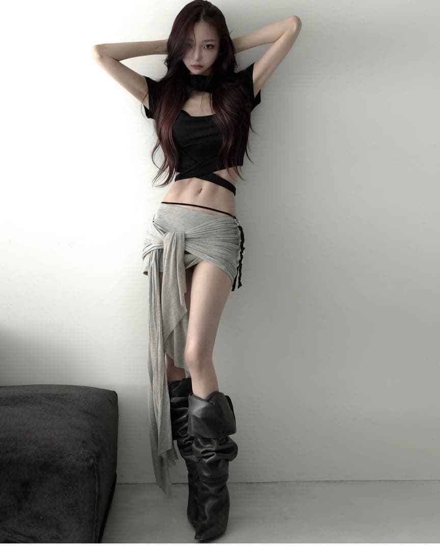 theredthread S mini skort pareo グレー