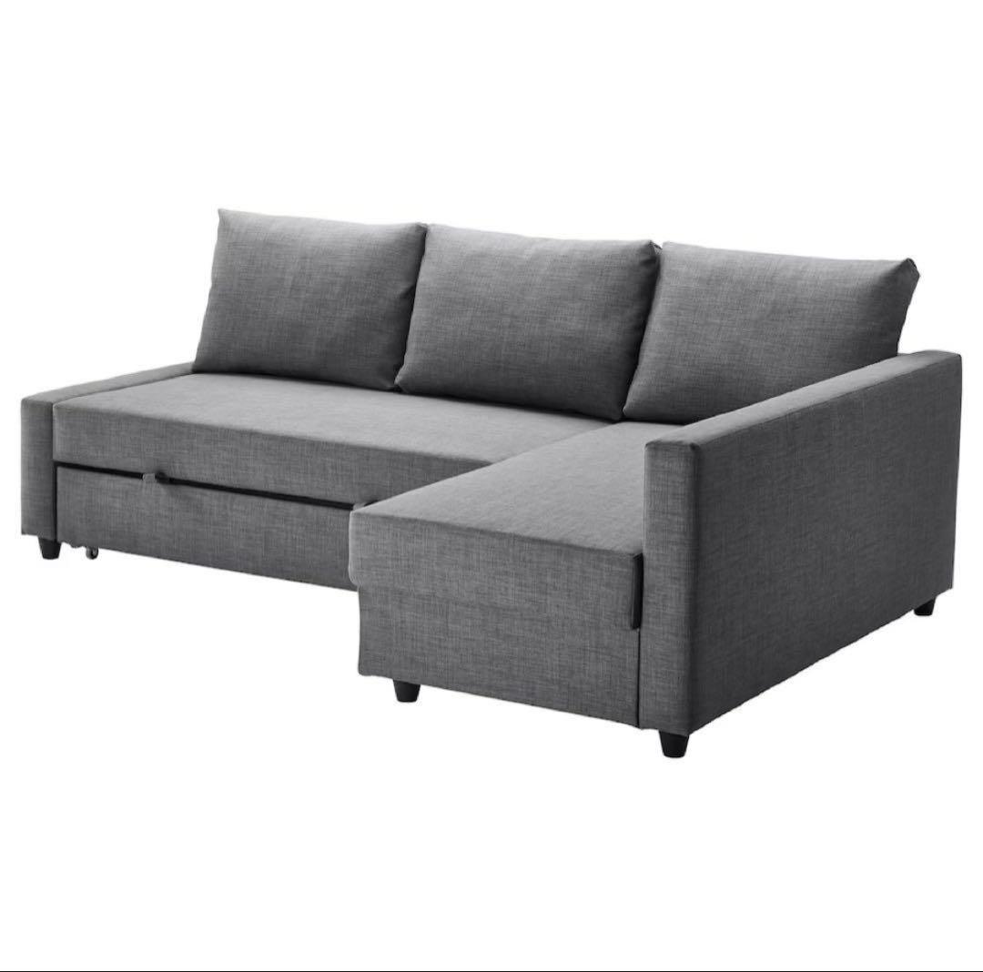 【直接引取】IKEA FRIHETEN コーナーソファベッド ダークグレー