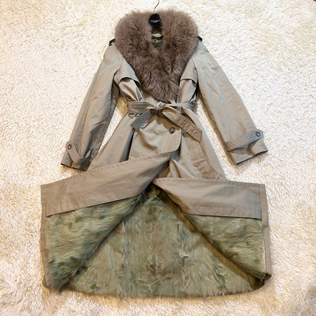 【本毛皮✨️リアルファー】 希少カラー 緑ROTINY トレンチコー フォックス