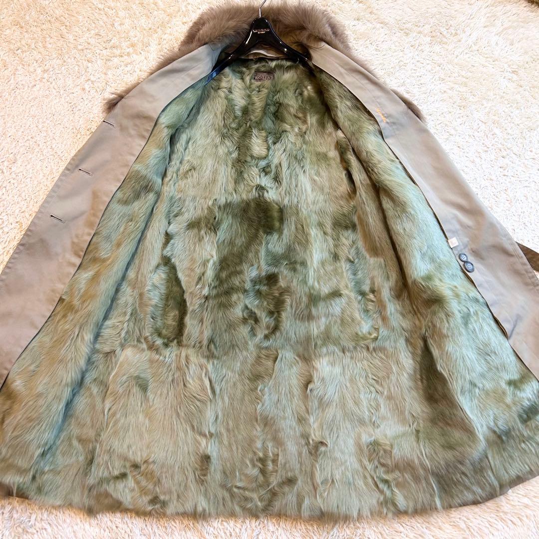 【本毛皮✨️リアルファー】 希少カラー 緑ROTINY トレンチコー フォックス