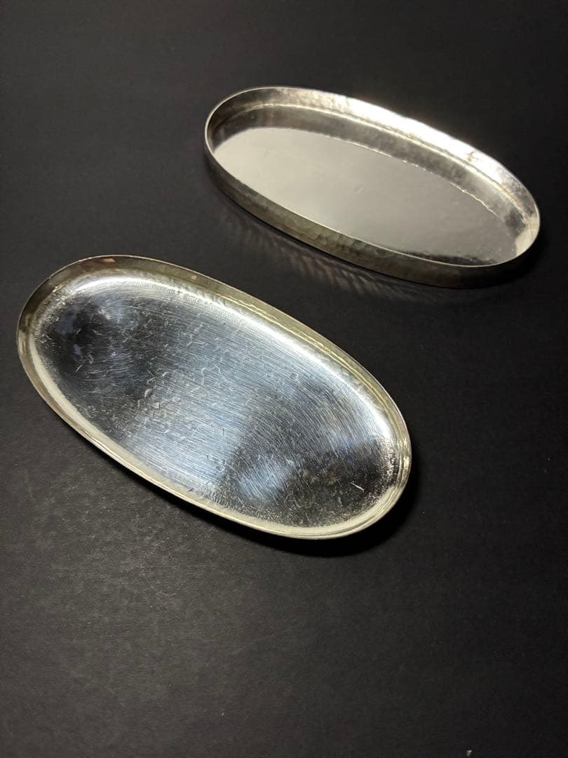 純銀 小判型 楊枝入 約45g 共箱付 照春勇吉 作 香合 銀製