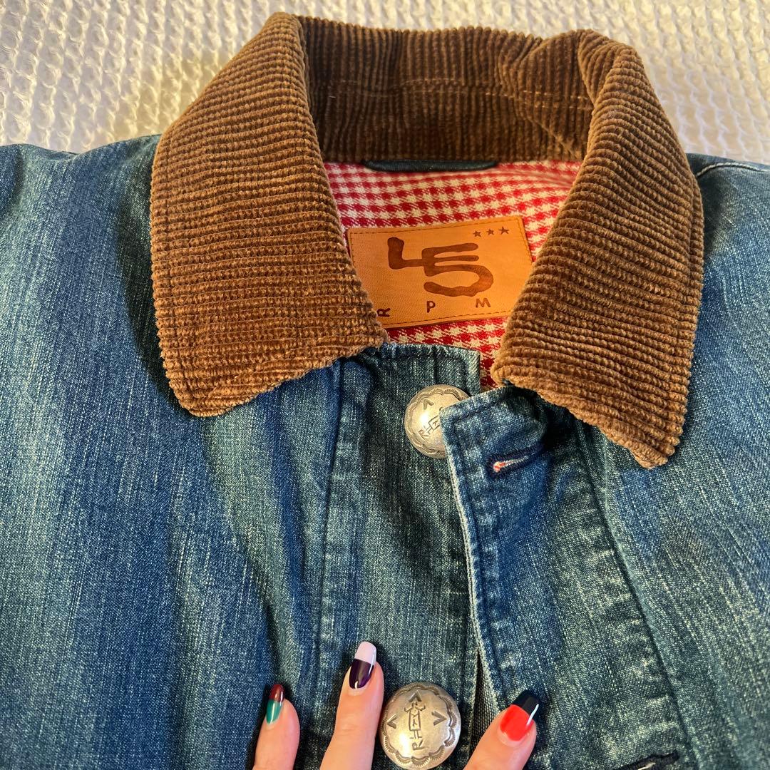 45rpm デニムジャケット コーデュロイ襟