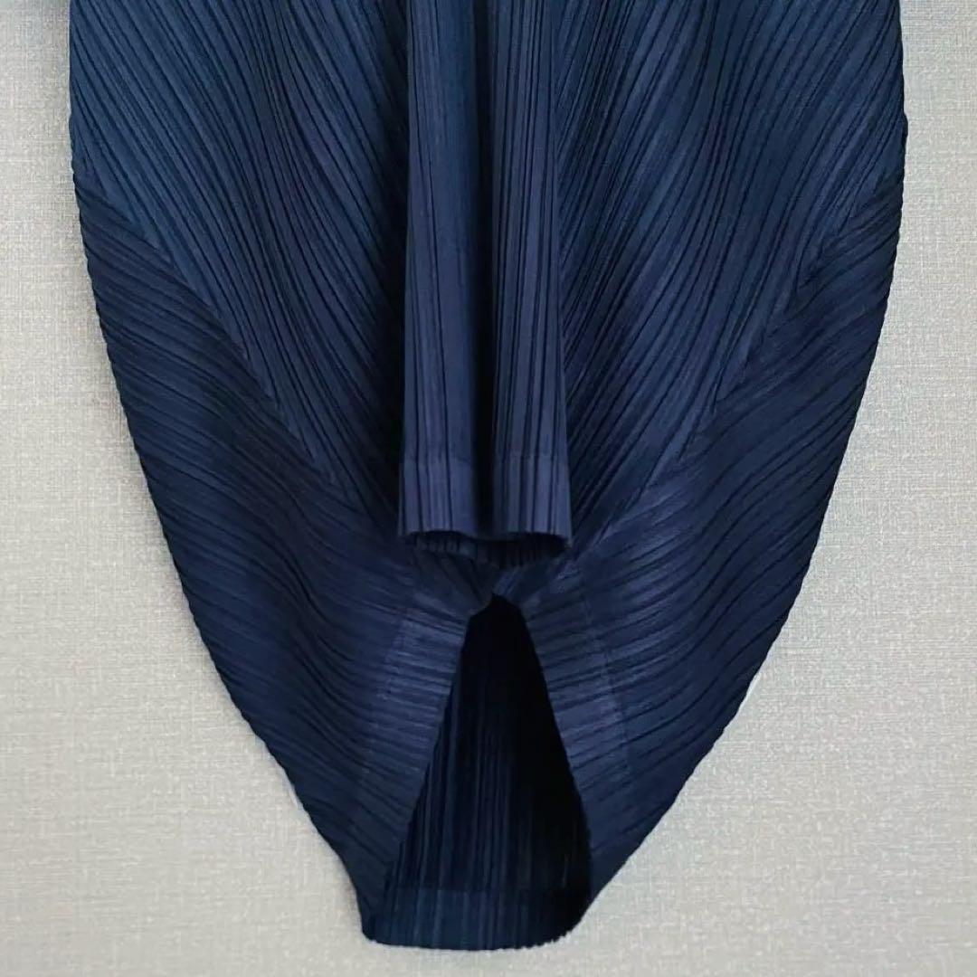 未使用級✨24秋 プリーツプリーズ ロングチュニック ワンピース 濃紺 FREE