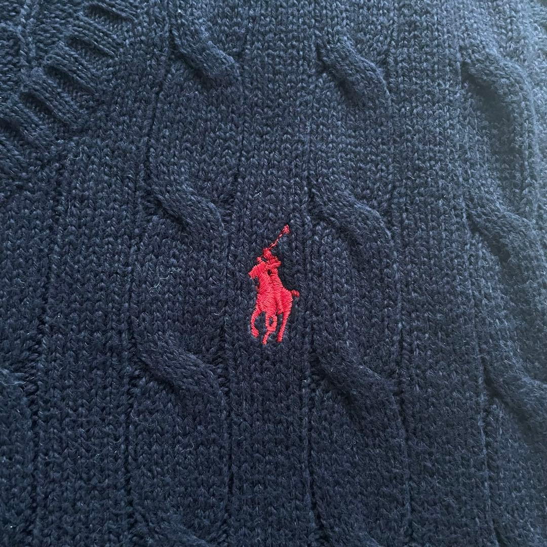 超美品　ポロラルフローレン　SP ケーブルニット　ベスト　ポニー　ネイビー　男女