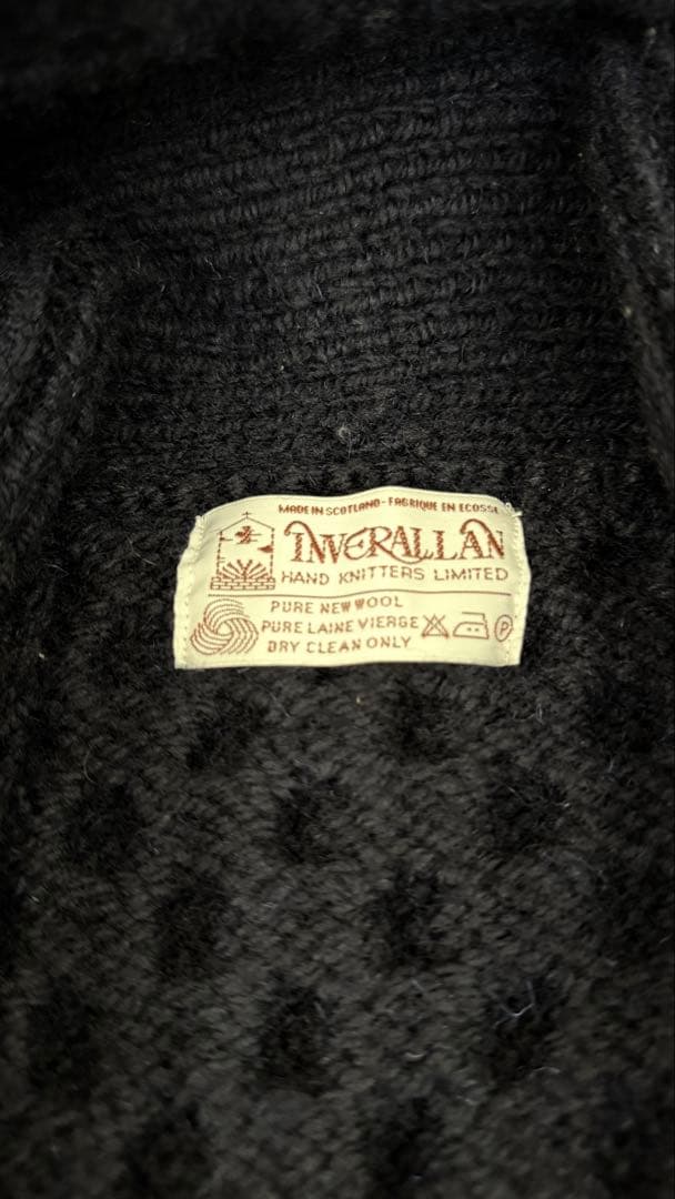 INVERALLAN ネイビー ケーブル編み カーディガン