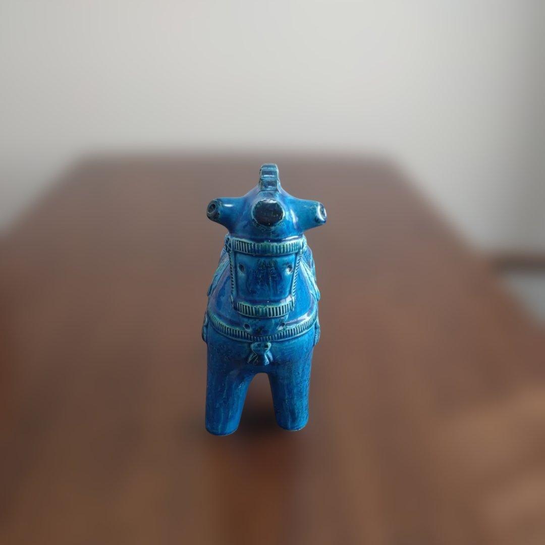 ビトッシ 青い馬の陶器製置物 干支