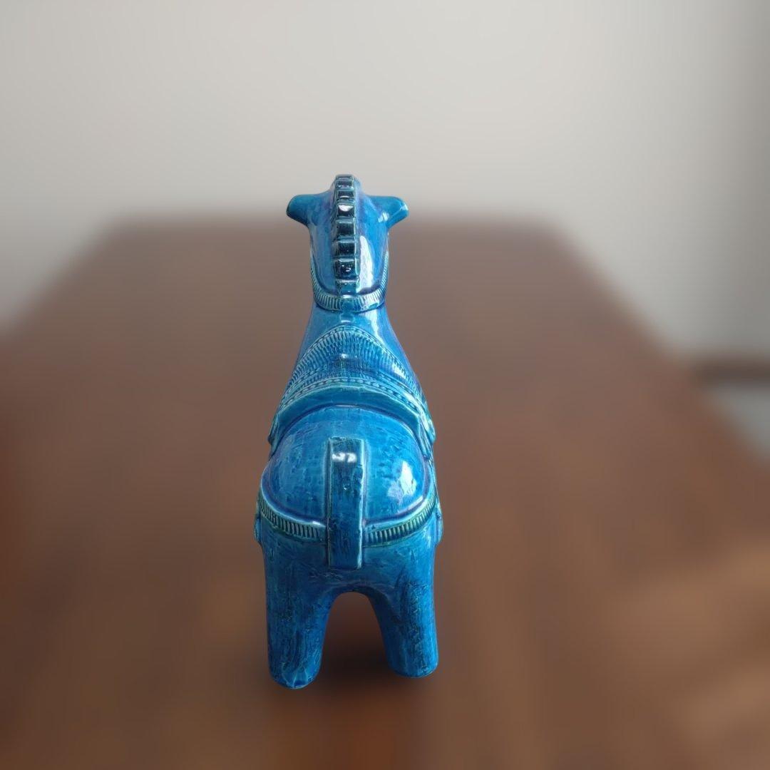 ビトッシ 青い馬の陶器製置物 干支